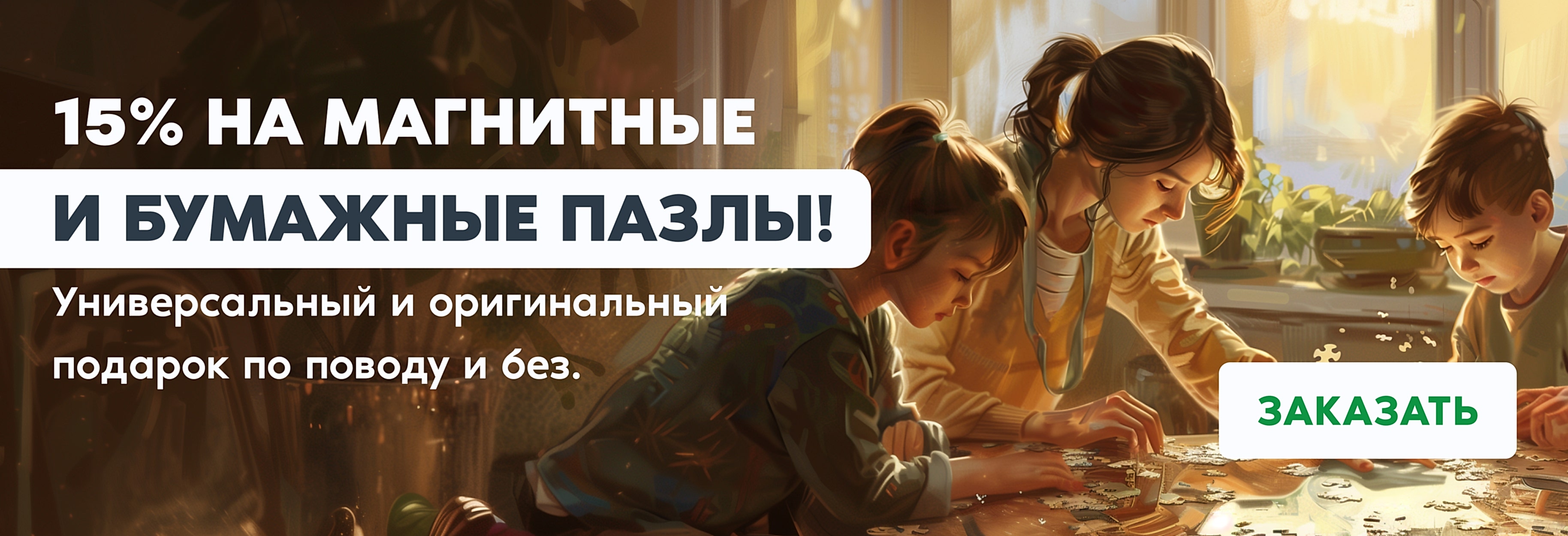 Скидка 15% на пазлы