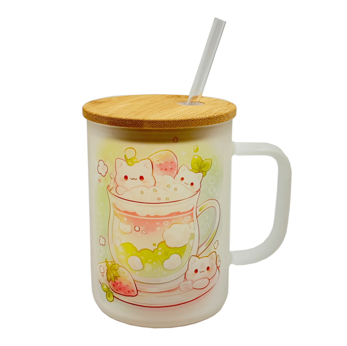 Матовая с бамбуковой крышкой и трубочкой 450 мл